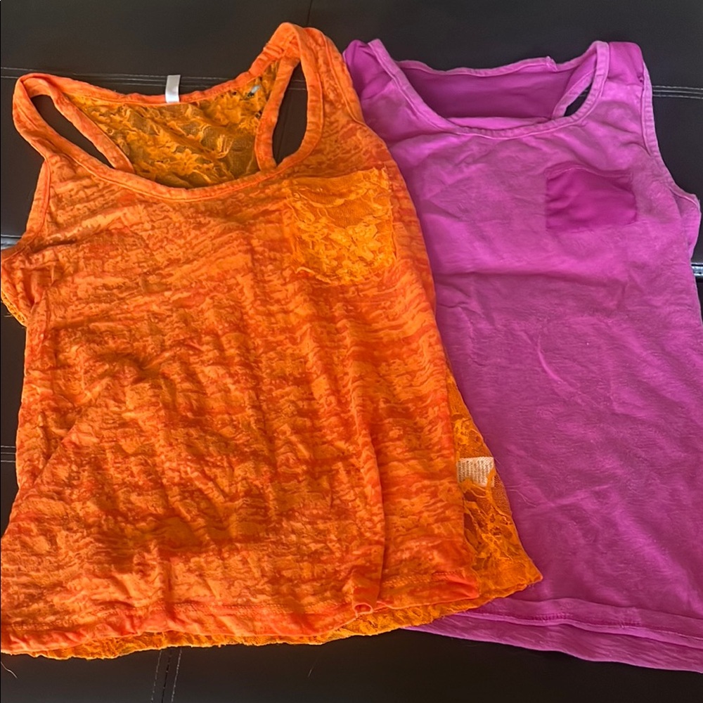 Orange and Pink Lace Tank Tops
